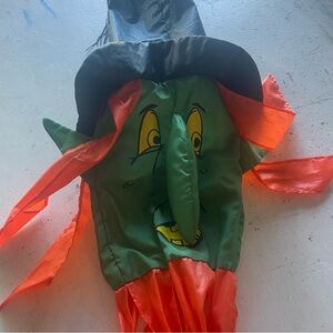 Vintage Halloween Windsock 3D Witch Hat Large Nose Green & Orange Nylon